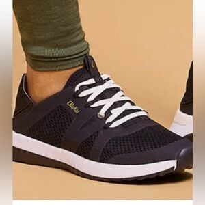 OluKai Women’s Black Slip on Sneakers with White Laces